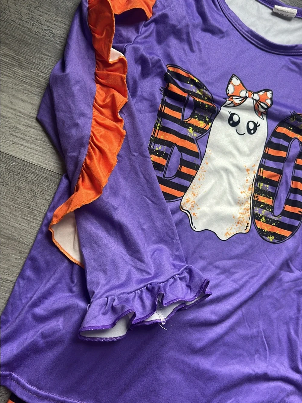 Girls' Purple and Orange Halloween Ghost Botique set